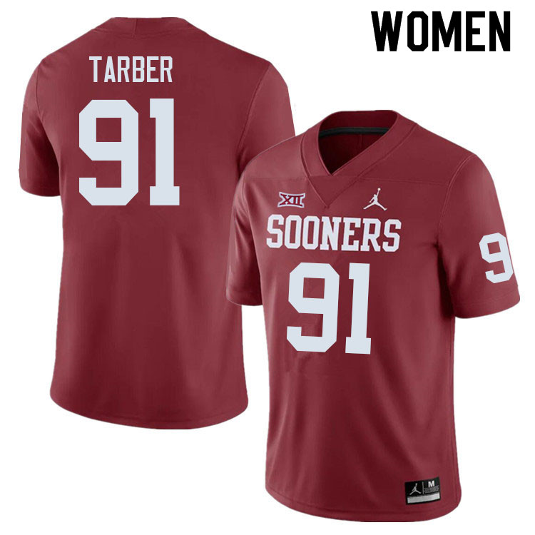 Women #91 Alton Tarber Oklahoma Sooners College Football Jerseys Sale-Crimson